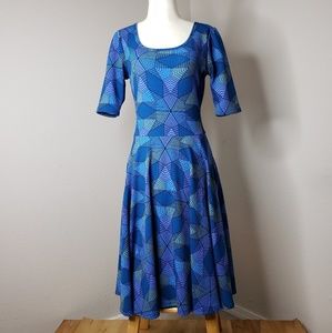 Blue geometric print Lularoe dress